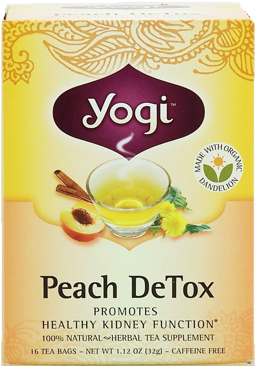 Yogi Peach DeTox herbal tea supplement promotes healthy kidney function, caffeine free, 16-bags Full-Size Picture